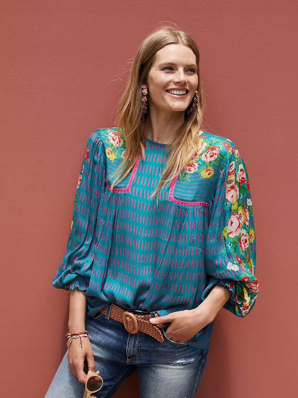 Anthropologie Bl-nk Eclectic Peasant Blouse